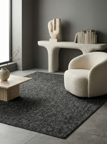 KADIMA DESIGN Teppich Kurzflor Unifarben Polypropylen saugroboter Wohnzimmer in Anthrazit