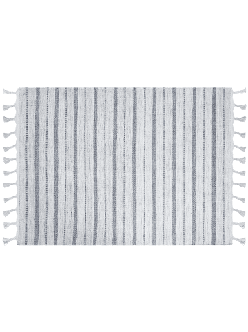 Beliani Geflochtener Teppich BADEMLI in Weiß/Grau - (W) 160 x (H) 1 x (L) 230 cm