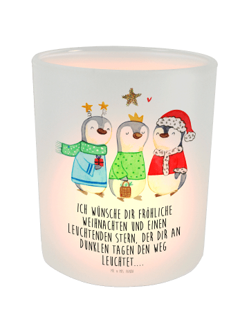Mr. & Mrs. Panda Teelicht Winterzeit Heilige drei Könige mit Spruch in Transparent