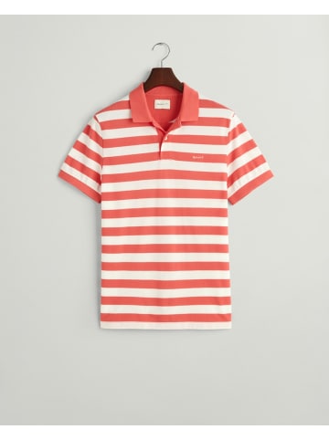 Gant Piqué Poloshirt mit breiten Streifen in Rot