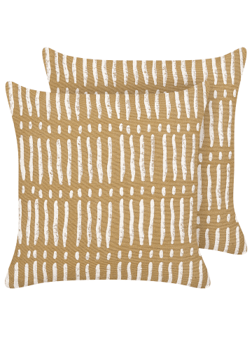 Beliani 2er-Set Dekokissen SALIX in Beige/Weiß