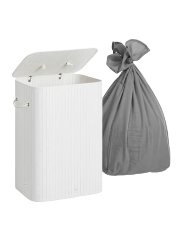 relaxdays Wäschekorb in Weiß - (B)52 x (H)63 x (T)32 cm