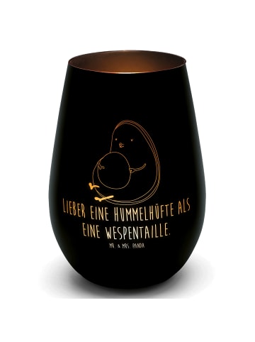 Mr. & Mrs. Panda Gold Windlicht Avocado Pfeifen mit Spruch in Schwarz