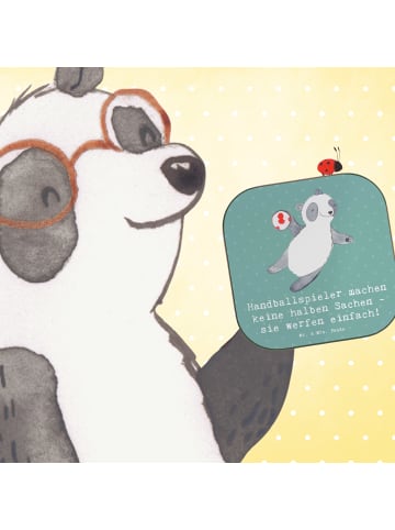 Mr. & Mrs. Panda Tassenuntersetzer Handball Wurf mit Spruch in Meeresbrise