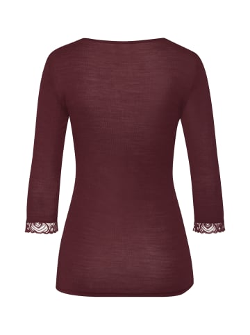 Hanro Longsleeve Woolen Lace in vivid brown