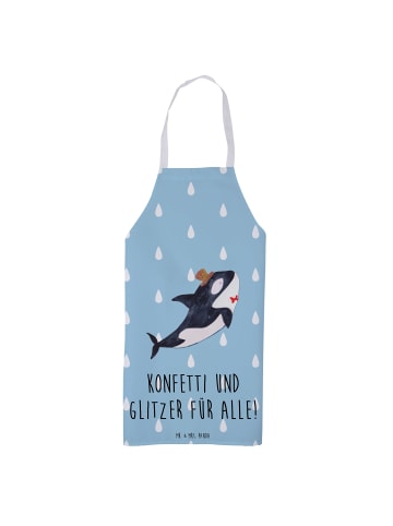 Mr. & Mrs. Panda Schürze Orca Zylinder mit Spruch in Blau Pastell