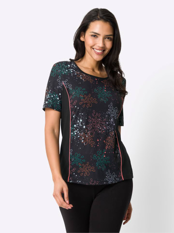 Sieh an! Freizeitshirt in schwarz-smaragd-bedruckt