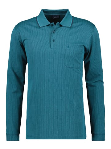Ragman Softknit-Polo Jacquard, Langarm in Grün