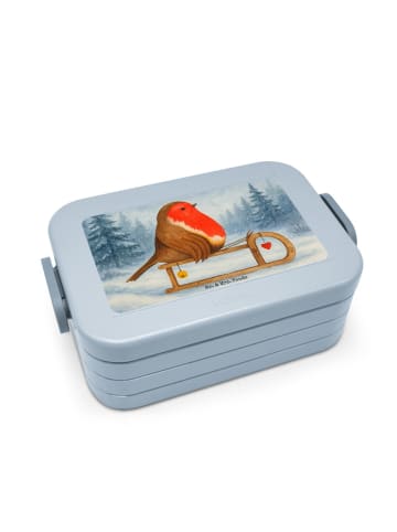 Mr. & Mrs. Panda Lunchbox Rotkehlchen Schlitten Design ohne Spruch in Blau Pastell