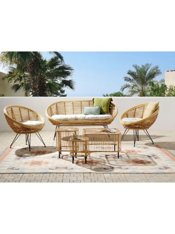 Beliani 9-tlg Sitzgruppe MARATEA/CESENATICO in Naturfarben/Schwarz/Beige