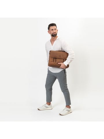 Farmhood Nashville Aktentasche XL 2 Fächer Leder 39 cm in mid brown
