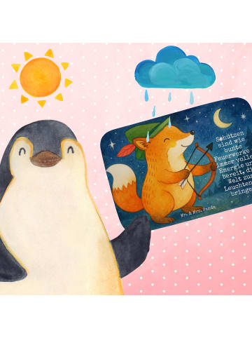 Mr. & Mrs. Panda Badteppich Schütze Astrologie Design mit Spruch in Weiß