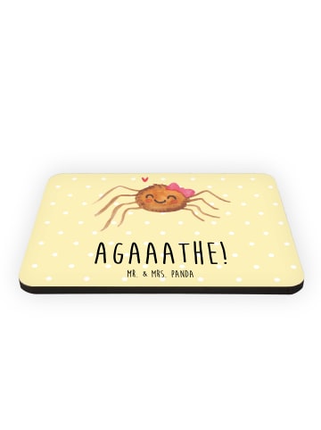 Mr. & Mrs. Panda Kühlschrankmagnet Spinne Agathe Freude mit Spruch in Gelb Pastell