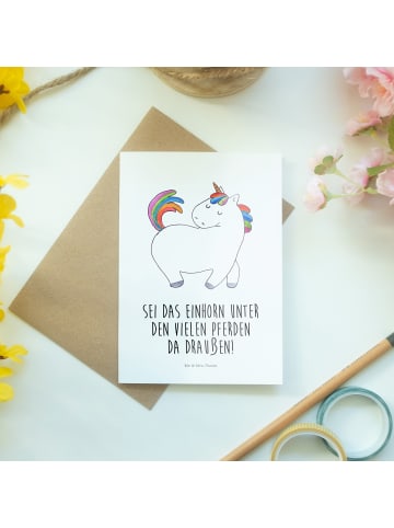 Mr. & Mrs. Panda Grußkarte Einhorn Stolzieren mit Spruch in Weiß