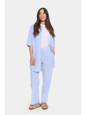 SAINT TROPEZ Casual Hose ElmikoSZ Gerade Passform in Chambray Blue White Stripe