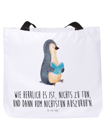 Mr. & Mrs. Panda Shopper Tasche Pinguin Buch mit Spruch in Weiß