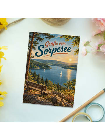 Grußkarte See nostalgisch Design mit Spruch in Weiß