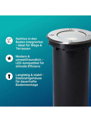 Brilliant Itch Außen-Bodeneinbauleuchte 11cm edel in edelstahl