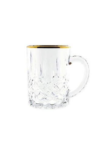 COFI 1453 6er Gläser-Set mit Henkel Gold Umrandung 200ml Transparent mit Muster in Transparent