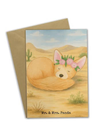 Mr. & Mrs. Panda Beileidskarte Wüstenfuchs Blumen Design ohne Sp... in Weiß