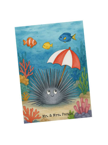 Mr. & Mrs. Panda Postkarte Seeigel Design ohne Spruch in Weiß