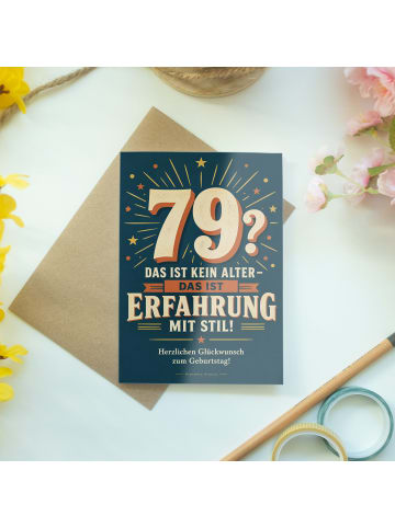 Geburtstagskarte 79. Geburtstag Zahl humorvoll ... in Weiß
