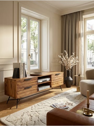 KADIMA DESIGN Lowboard NISHAN, Sheesham Massivholz, 160x54x40 cm, Industrial Design