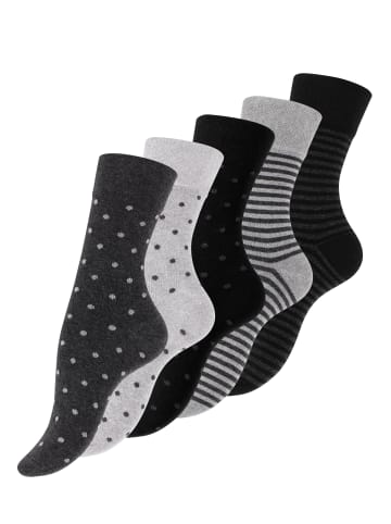 Vincent Creation® Damensocken "Dot´s and Stripes" 10 Paar in grau-anthrazit-schwarz