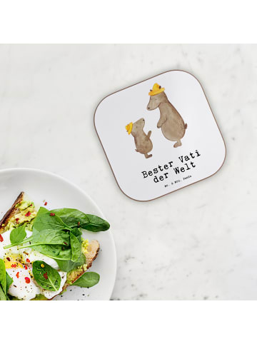 Mr. & Mrs. Panda Untersetzer Bär Bester Vati der Welt mit Spruch in Weiß