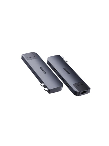 COFI 1453 Sitecom AC-2001 6-in-2 Multiport-Hub für MacBook Air (M1/M2/M3) Dunkel in Grau