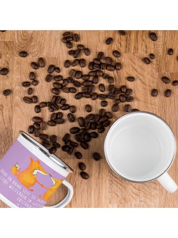 Mr. & Mrs. Panda Camping Emaille Tasse 50. Hochzeitstag Goldene ... in Lavendeltraum