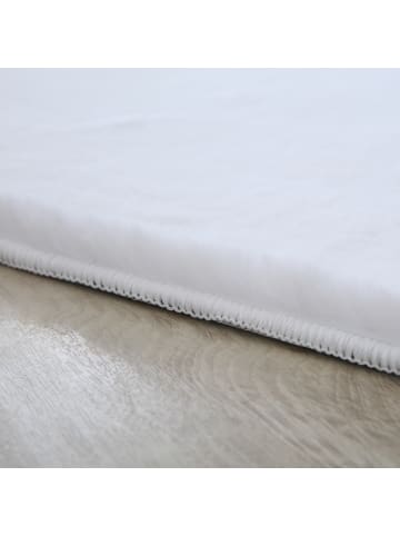 KADIMA DESIGN Teppich Kurzflor Waschbar Einfarbig NECKAR Strapazierfähig OEKO-TEX in Weiß