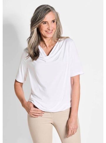 GOLDNER Blusenshirt mit Wasserfallausschnitt in weiß