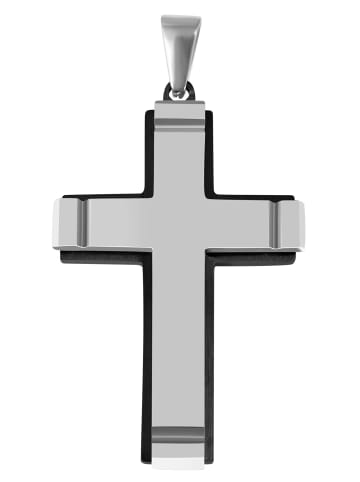 Adeliás Herren Anhänger – Kreuzanhänger aus Edelstahl in schwarz