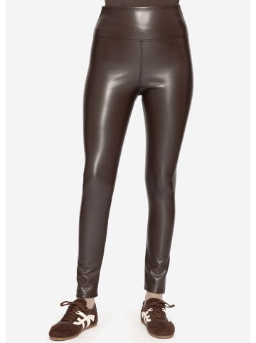 SASSYCLASSY Thermo Leggings in Lederoptik in Braun