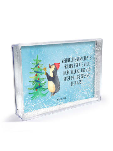 Mr. & Mrs. Panda Fotorahmen Pinguin Weihnachtsbaum mit Spruch in Eisblau