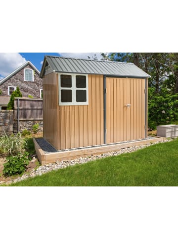 Beliani Gerätehaus mit Holzunterstand NOCCIANO in Braun/Grau