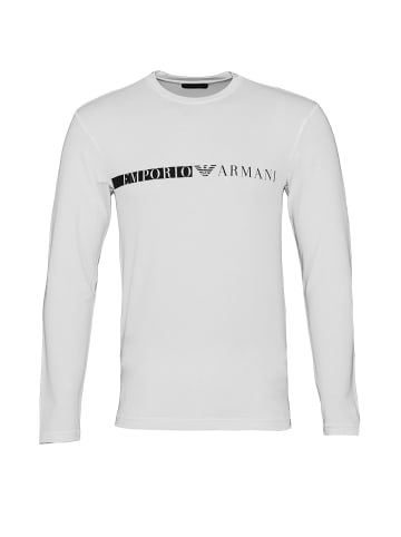Emporio Armani Emporio Armani Shirt Unifarbenes Langarmshirt mit Rundhals und Megalogo in weiß