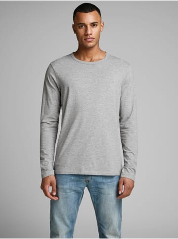 Jack & Jones Longsleeve Basic Stretch Shirt JJEBASIC Dünner Pullover in Grau