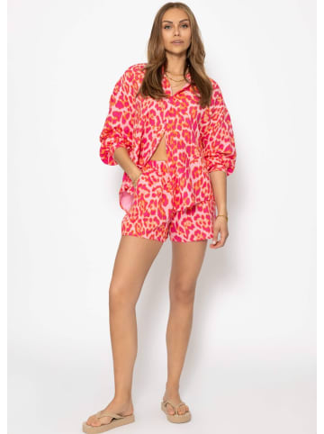 SASSYCLASSY Oversize Musselin Bluse mit hellen Streifen in Pink