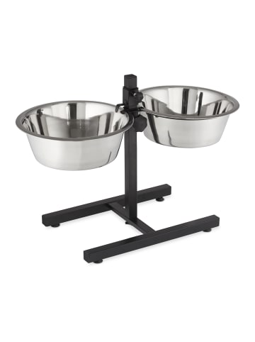 relaxdays Hunde-Futterstation in Silber - 2x 4,5 l