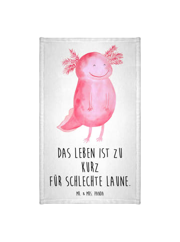 Mr. & Mrs. Panda Gästetuch Axolotl Glücklich mit Spruch in Weiß