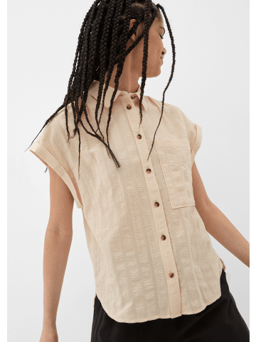 QS Bluse kurzarm in Beige