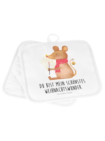 Mr. & Mrs. Panda Topflappen Maus Weihnachten mit Spruch in Weiß