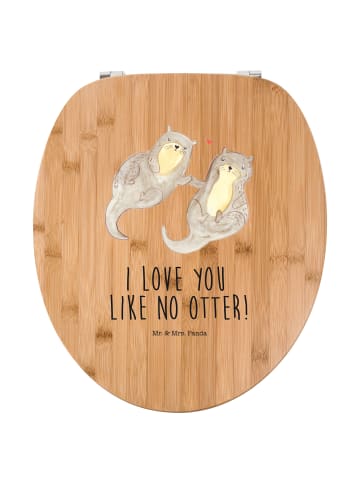 Mr. & Mrs. Panda Toilettendeckel Otter Hände halten mit Spruch in Braun