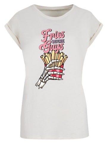F4NT4STIC Extended Shoulder T-Shirt Anti Valentinstag Fries in Whitesand