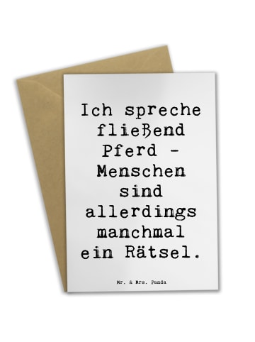 Mr. & Mrs. Panda Grußkarte Spruch Reiten und Rätsel mit Spruch in Weiß