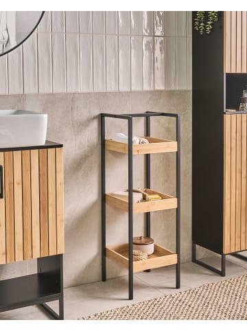 Beliani Badezimmerregal TAJZARA in Braun/Schwarz - (W) 30 x (H) 90 x (L) 30 cm