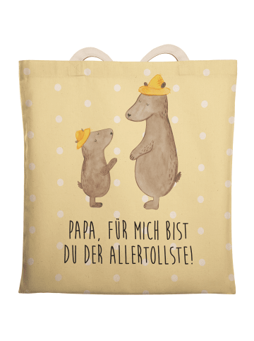 Mr. & Mrs. Panda Einkaufstasche Bären mit Hut mit Spruch in Gelb Pastell