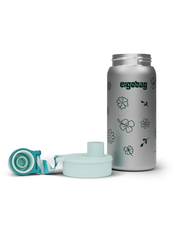 Ergobag Edelstahl Trinkflasche Blumen in blau